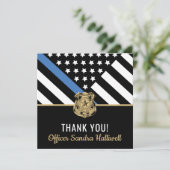 Police Blue Line American Flag First Responder Dankeskarte (Stehend Vorderseite)