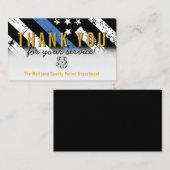 Police Blue Line American Flag Gold Vielen Dank Visitenkarte (Vorne/Hinten)