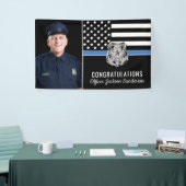 Police Blue Line Flag Glückwunschs Foto Retirement Banner (Messeveranstaltung)