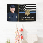 Police Blue Line Flag Glückwunschs Foto Retirement Banner (Insitu)
