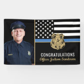 Police Blue Line Flag Glückwunschs Foto Retirement Banner (Horizontal)