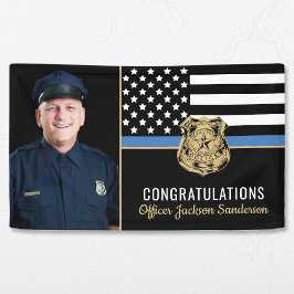 Police Blue Line Flag Glückwunschs Foto Retirement Banner