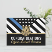 Police Blue Line Flag Herzlichen Glückwunsch Absch (Stehend Vorderseite)