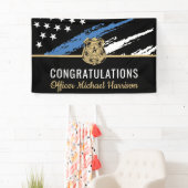 Police Blue Line Flag Herzlichen Glückwunsch Absch Banner (Insitu)