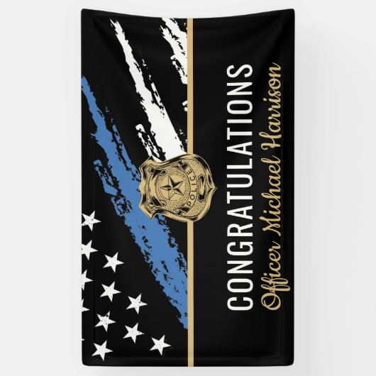 Police Blue Line Flag Herzlichen Glückwunsch Absch Banner (Vertikal)