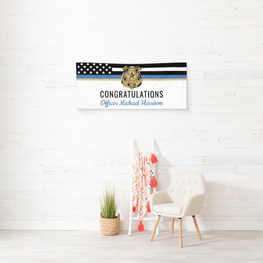 Police Blue Line Flag Herzlichen Glückwunsch Absch Banner (Insitu)