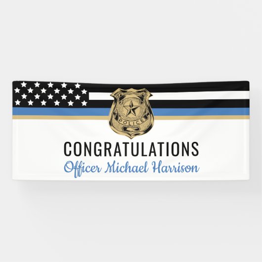 Police Blue Line Flag Herzlichen Glückwunsch Absch Banner (Horizontal)