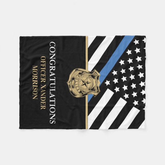 Police Blue Line Flag Herzlichen Glückwunsch Absch Fleecedecke (Vorderseite (Horizontal))