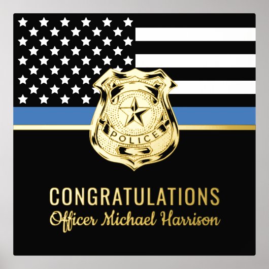 Police Blue Line Flag Herzlichen Glückwunsch Absch Foliendrucke (Vorderseite)