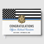Police Blue Line Flag Herzlichen Glückwunsch Absch Gästebuch (Vorderseite)