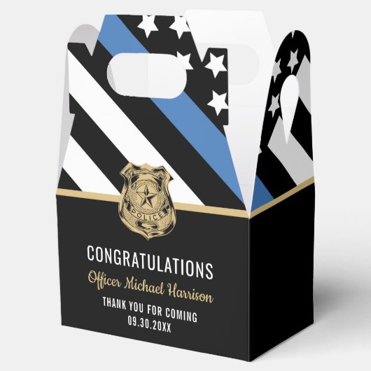 Police Blue Line Flag Herzlichen Glückwunsch Absch Geschenkschachtel (Geöffnet)