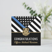 Police Blue Line Flag Herzlichen Glückwunsch Absch Karte (Stehend Vorderseite)