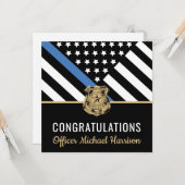 Police Blue Line Flag Herzlichen Glückwunsch Absch Karte (Vorderseite/Rückseite Beispiel)