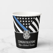 Police Blue Line Flag Herzlichen Glückwunsch Absch Pappbecher (Rückseite)
