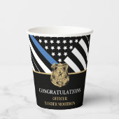 Police Blue Line Flag Herzlichen Glückwunsch Absch Pappbecher (Rückseite)