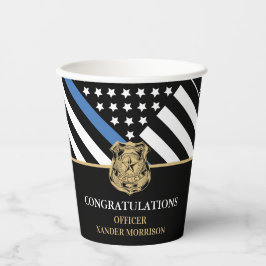 Police Blue Line Flag Herzlichen Glückwunsch Absch Pappbecher