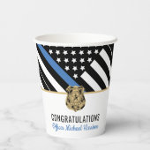 Police Blue Line Flag Herzlichen Glückwunsch Absch Pappbecher (Rückseite)