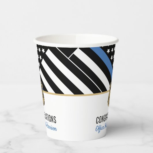 Police Blue Line Flag Herzlichen Glückwunsch Absch Pappbecher (Links)