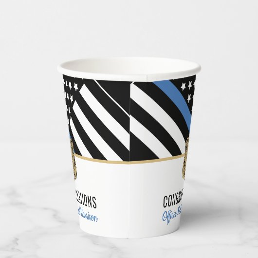 Police Blue Line Flag Herzlichen Glückwunsch Absch Pappbecher (Rechts)