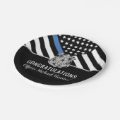 Police Blue Line Flag Herzlichen Glückwunsch Absch Pappteller (Schrägansicht)