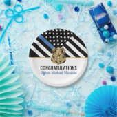 Police Blue Line Flag Herzlichen Glückwunsch Absch Pappteller (Party)