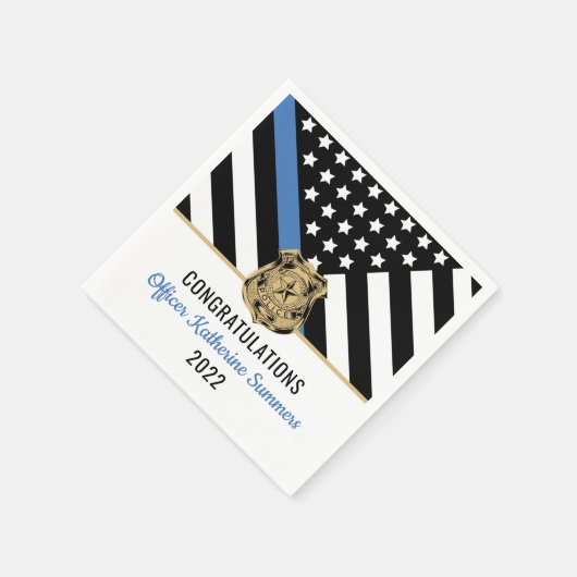 Police Blue Line Flag Herzlichen Glückwunsch Absch Serviette (Ecke)