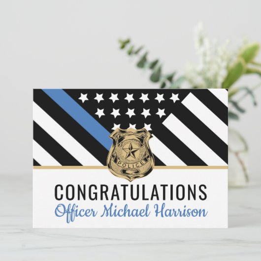 Police Blue Line Flag Herzlichen Glückwunsch Ruhes (Stehend Vorderseite)