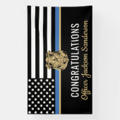 Police Blue Line Flag Herzlichen Glückwunsch Ruhes Banner (Vertikal)