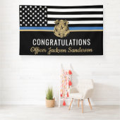 Police Blue Line Flag Herzlichen Glückwunsch Ruhes Banner (Insitu)