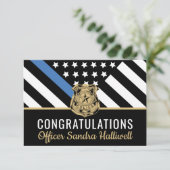 Police Blue Line Flag Herzlichen Glückwunsch Ruhes Dankeskarte (Stehend Vorderseite)