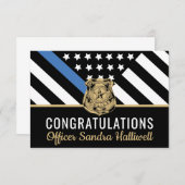 Police Blue Line Flag Herzlichen Glückwunsch Ruhes Dankeskarte (Vorne/Hinten)