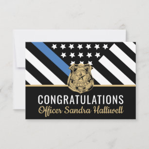 Police Blue Line Flag Herzlichen Glückwunsch Ruhes Dankeskarte