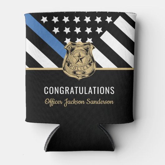 Police Blue Line Flag Herzlichen Glückwunsch Ruhes Dosenkühler (Vorderseite)