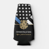 Police Blue Line Flag Herzlichen Glückwunsch Ruhes Flaschenkühler (Vorderseite)