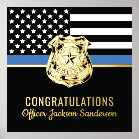 Police Blue Line Flag Herzlichen Glückwunsch Ruhes Foliendrucke (Vorderseite)