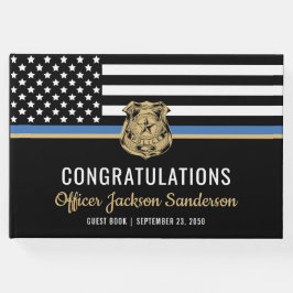 Police Blue Line Flag Herzlichen Glückwunsch Ruhes Gästebuch