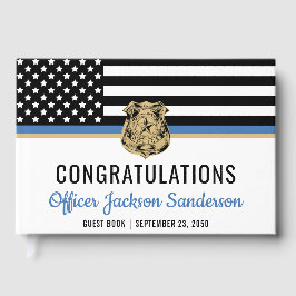 Police Blue Line Flag Herzlichen Glückwunsch Ruhes Gästebuch