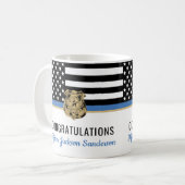 Police Blue Line Flag Herzlichen Glückwunsch Ruhes Kaffeetasse (Vorderseite Links)