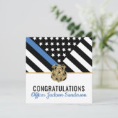 Police Blue Line Flag Herzlichen Glückwunsch Ruhes Karte (Stehend Vorderseite)