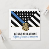 Police Blue Line Flag Herzlichen Glückwunsch Ruhes Karte (Vorderseite/Rückseite Beispiel)