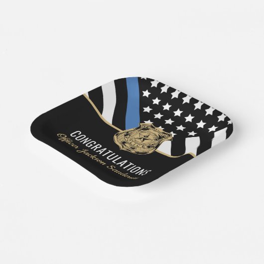Police Blue Line Flag Herzlichen Glückwunsch Ruhes Pappteller (Gewinkelt)