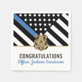 Police Blue Line Flag Herzlichen Glückwunsch Ruhes Serviette (Vorderseite)