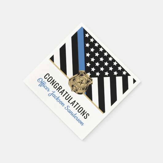 Police Blue Line Flag Herzlichen Glückwunsch Ruhes Serviette (Ecke)