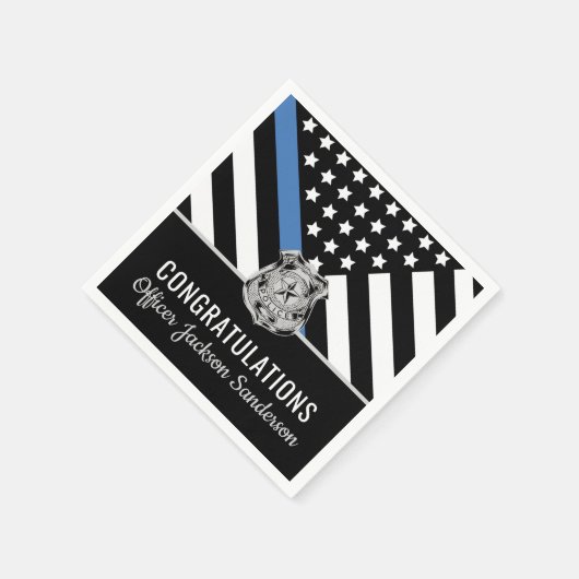 Police Blue Line Flag Herzlichen Glückwunsch Ruhes Serviette (Ecke)