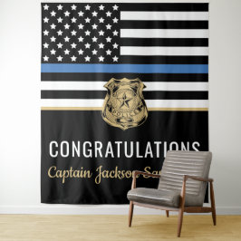 Police Blue Line Flag Herzlichen Glückwunsch Ruhes Wandteppich