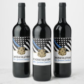 Police Blue Line Flag Herzlichen Glückwunsch Ruhes Weinetikett (Flaschen)