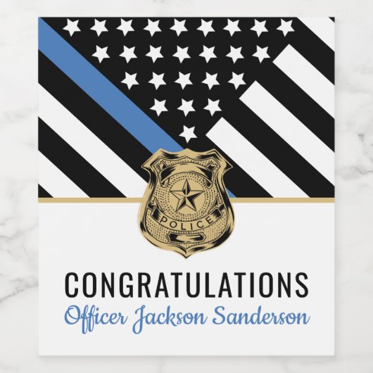 Police Blue Line Flag Herzlichen Glückwunsch Ruhes Weinetikett (Einzelnes Label)