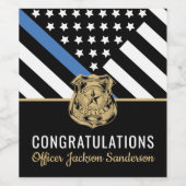 Police Blue Line Flag Herzlichen Glückwunsch Ruhes Weinetikett (Einzelnes Label)