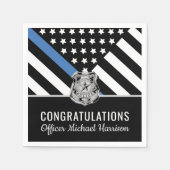 Police Blue Line Gratulation Graduation Party Serviette (Vorderseite)