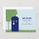 Police Box Save the Date Postcard v4 Ankündigungspostkarte (Vorne/Hinten)